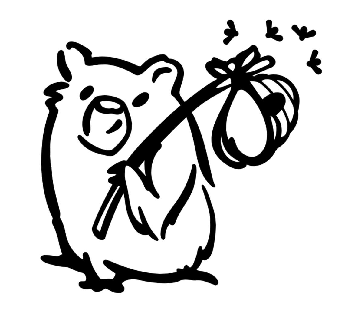 bear holding a bindle shaped like a beehive